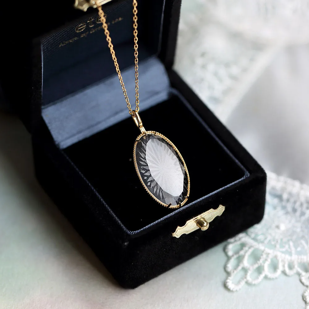 LAMOON 925 Silver Necklace For Women Vintage Palace Snowflake Natural White Crystal Pendant 14K Gold Plated Fine Jewelry LMNI127