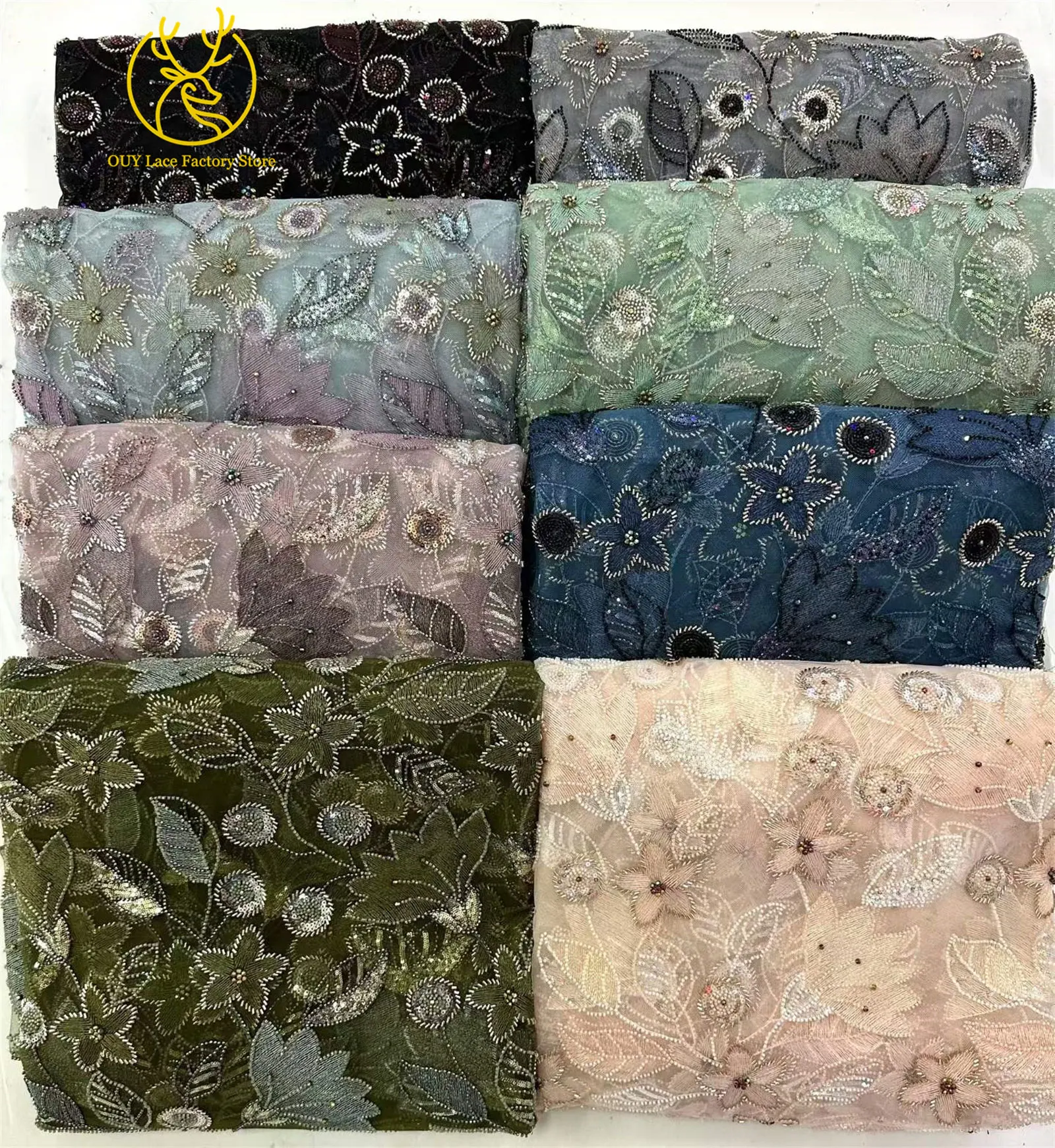 Neuer Stil: Brautkleid-Spitzenstoff mit Perlenstickerei 2026, Silberner Tüll mit Pailletten, Afrikanischer Netzstoff für Hochzeits- und Abendkleider zum Nähen – Detail 3