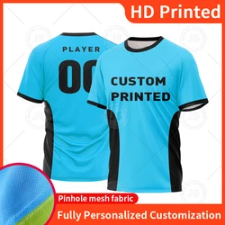 Custom Sports Advertising T-Shirt Printed Number Work Clothes Outdoor Same Tee Heat Transfer Printed Shirt  Pinhole Fabric