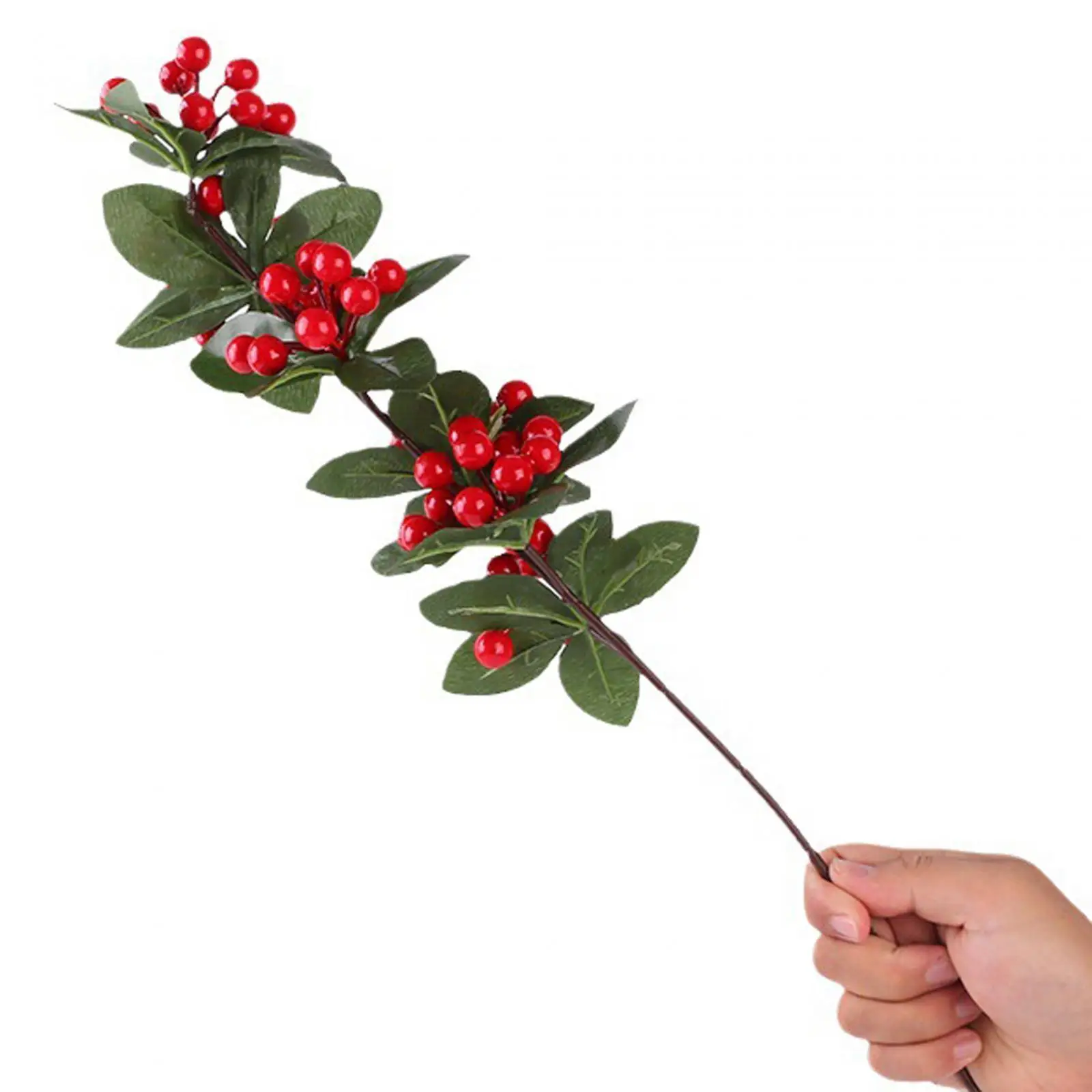 Artificial Christmas Berry Picking Berry Branches Xmas Berry Twig Stem Holiday Wreath for Home Holiday Door Fireplace Decoration