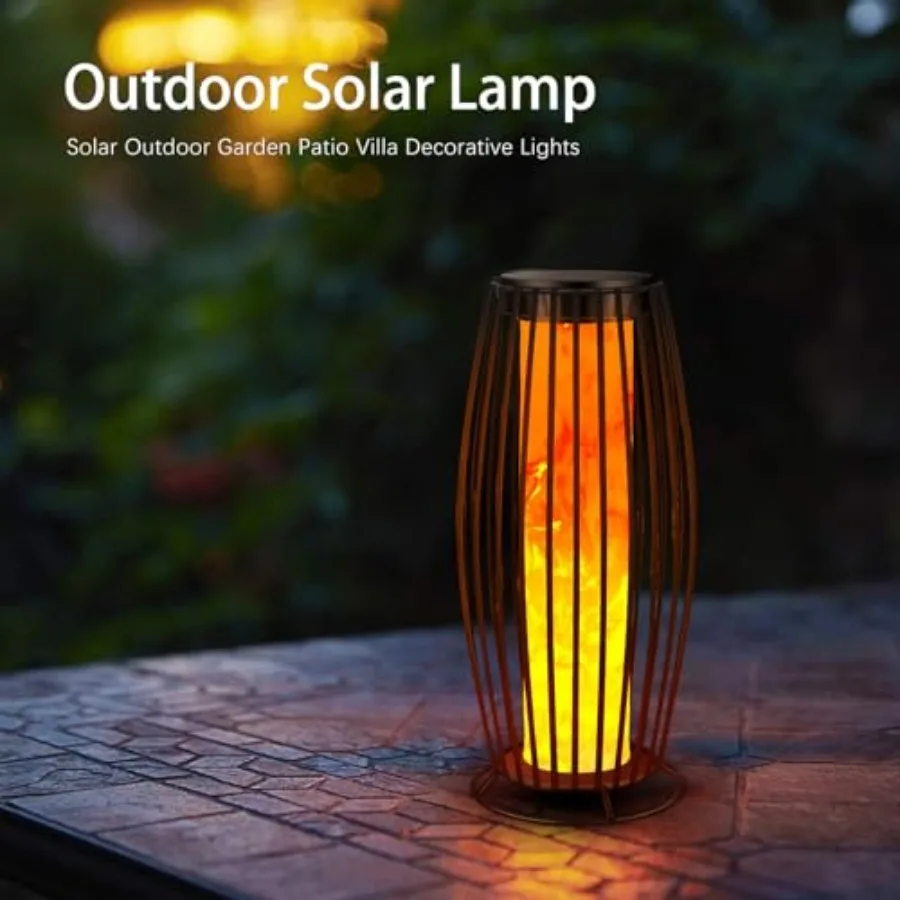 Solar Outdoor Floor Lamp Flickering Flame Solar Outdoor Light Solar Lanterns Outdoor Waterproof Auto On/Off Solar Lantern for P view 3