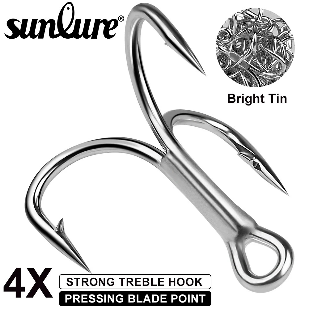 5 قطع خطاف ريش لو يا سانبن، خطاف مرساة معزز من الفولاذ عالي الكربون 4 مرات، شواء، طعم مزيف، خطاف صيد، لون القصدير #6