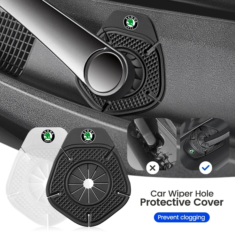 1/2Pcs Car Wiper Hole Protective Covers Debris Leaves Dustproof Sleeve For Skoda Octavia KAMIQ KODIAQ SUPERB RAPID KAROQ FABIA