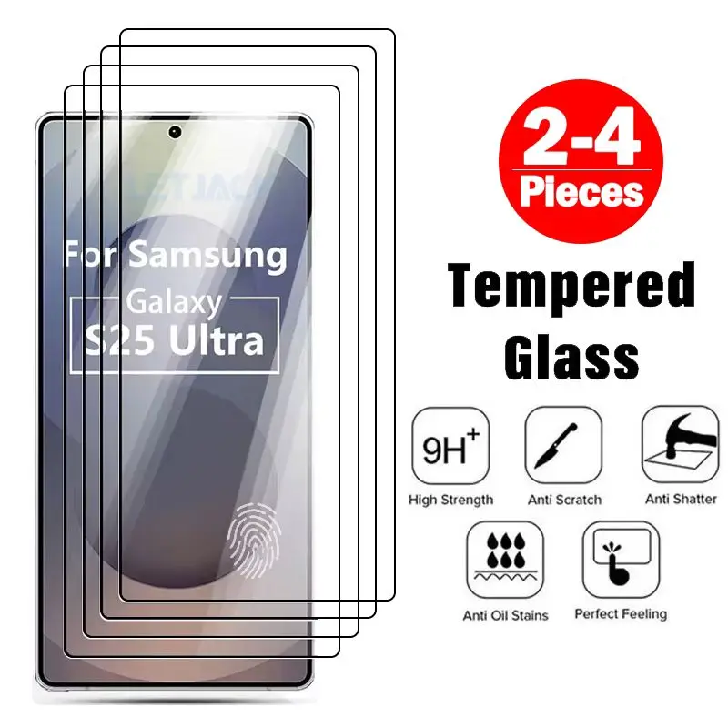 

2-4Piece Premium Tempered Glass For Samsung Galaxy S25 S24 Ultra S25 Edge S23 S22 Plus Screen Protector Fingerprint Unlock Film