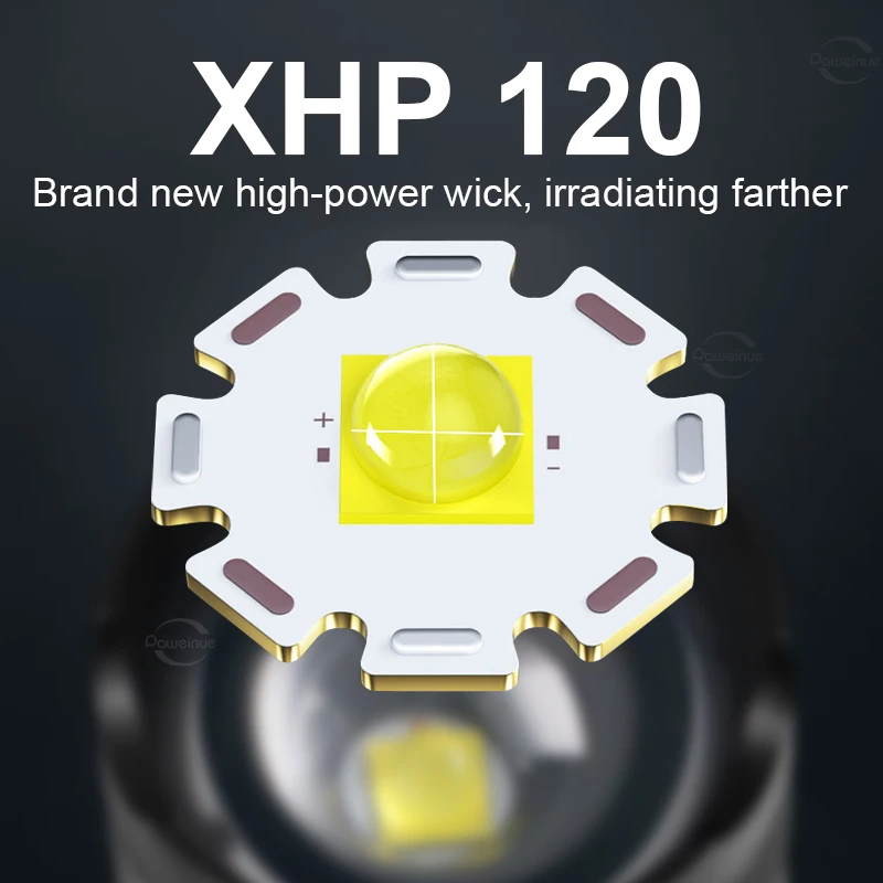 High Power XHP 120 ไฟฉาย LED 18650 26650 แบตเตอรี่ Lanterna USB ชาร์จไฟฉาย Zoomable ไฟฉายกลางแจ้งฉุกเฉิน