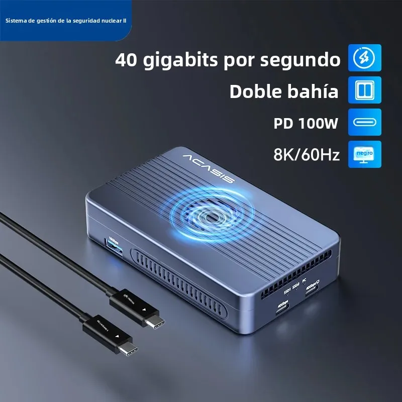 Boîtier RAID double baie Acasis 40 Gbit/s USB 4 et compatible Thunderbolt SSD pour M.2 NVMe | 8K60 Hz pour montage vidéo Mac/PC