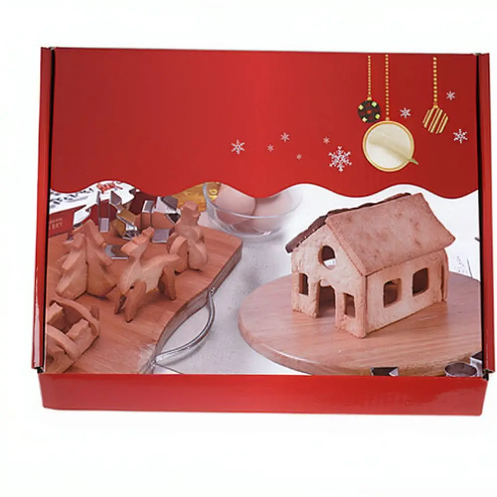 Stainless Steel Biscuit Mold Kit 3D Cookie Cutters Gingerbread House Baking Tools For Kitchen Pastry Decoration
