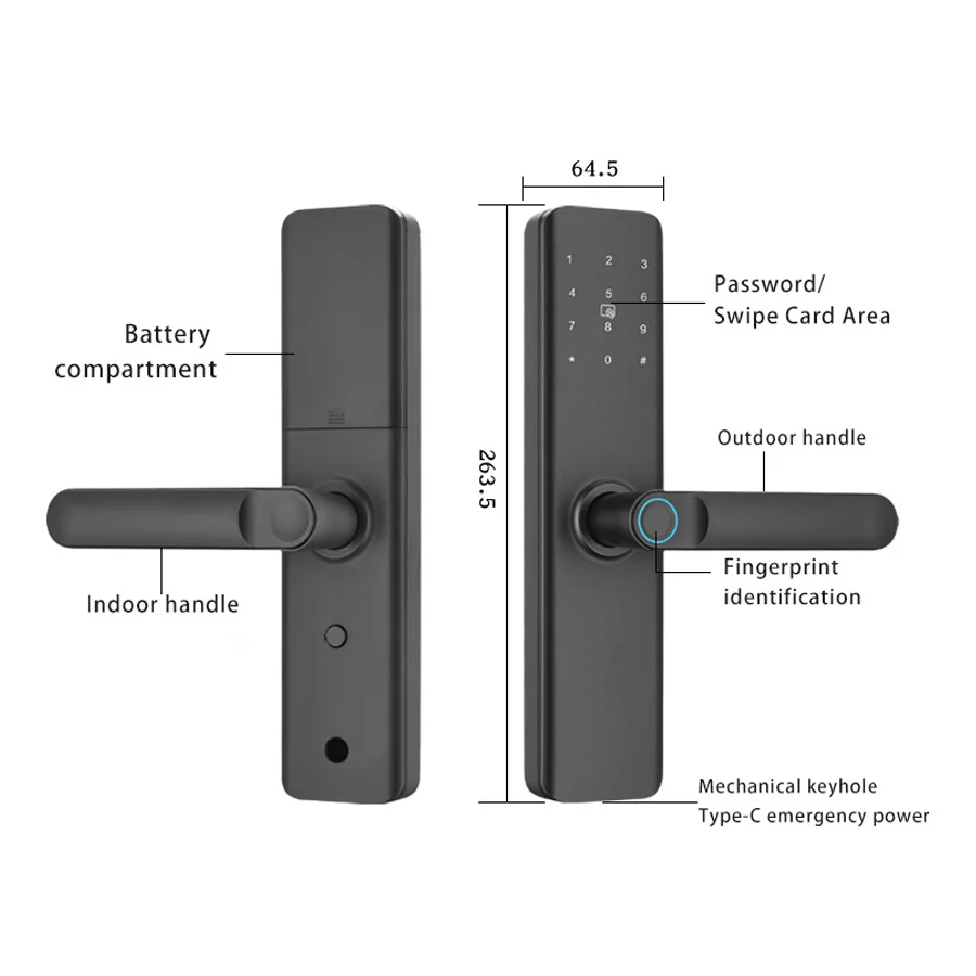 Glomarket Electric Intelligent Door Lock Apartment Home Room Digital Password Keyless Entry App Control Fingerprint Smart Lock - Image 5