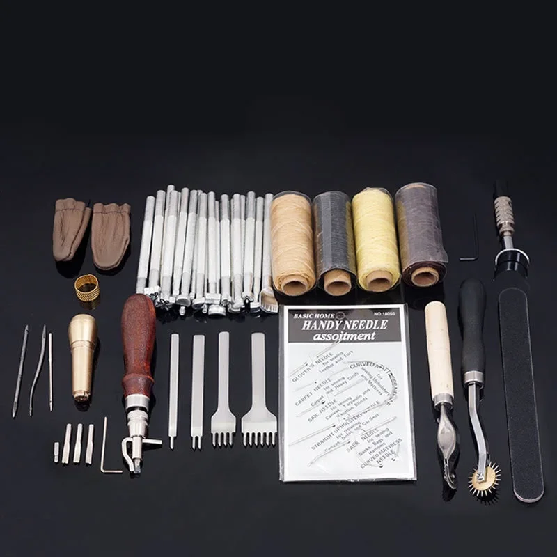 34Pcs/Set DIY Tools Handcraft 2019NEW Handmade Leather Suits Punch Home Edger Groover Trench Belt Device Leathercraft Artistic