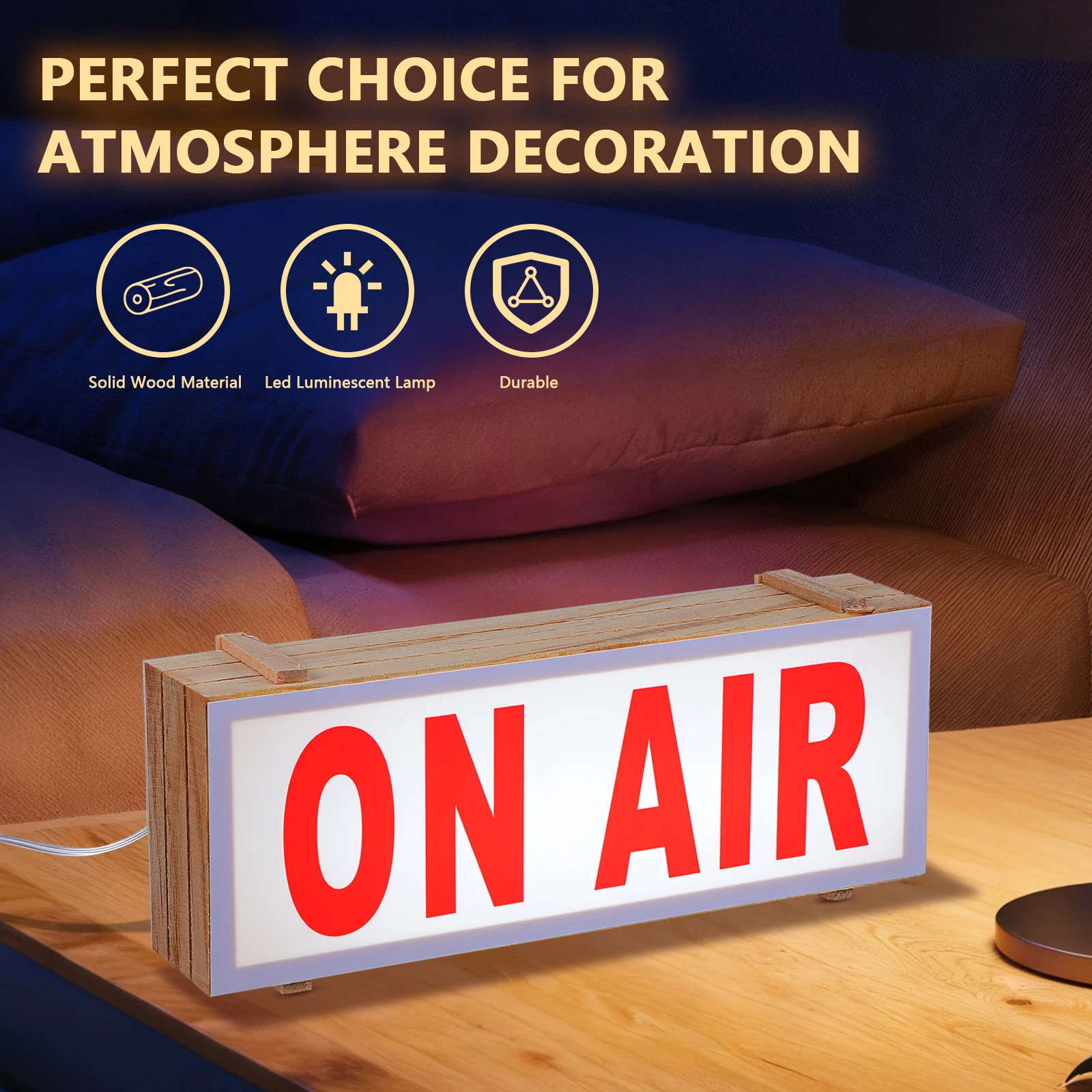 مصباح LED من الخشب الصلب يعمل على مصباح ديكور للمنزل والبار والمكتب وديكور الحائط وإضاءة ليلية متوهجة ناعمة #1