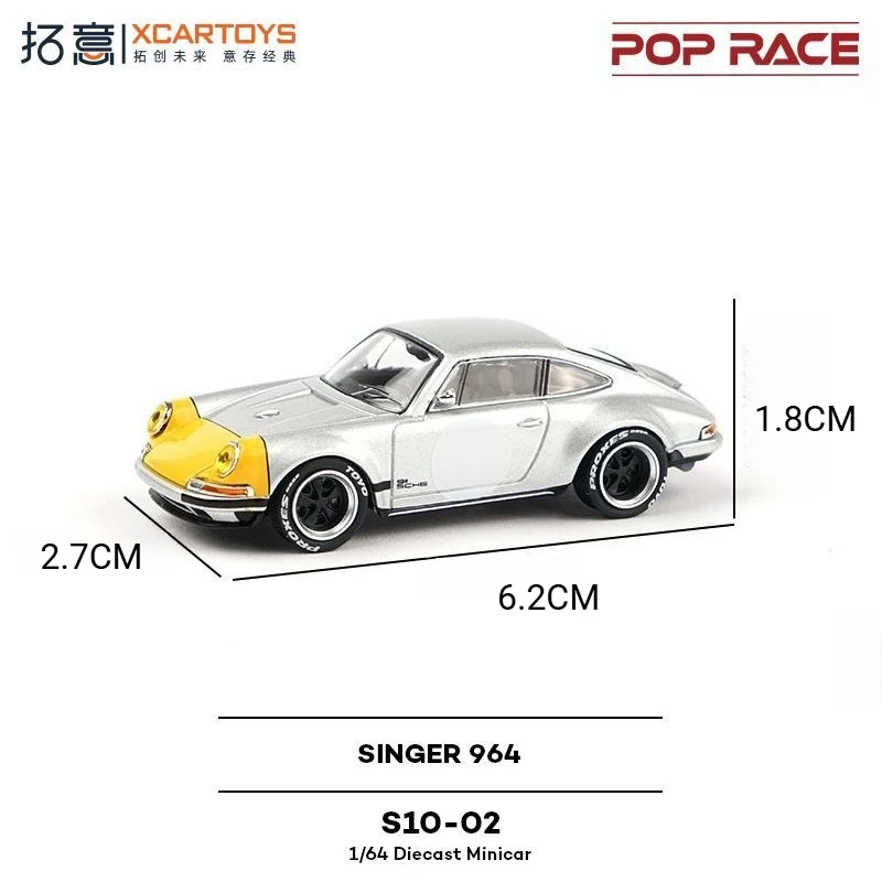 XCARTOYS 1/64 POPRACE SINGER 964 Diecast Alloy Car Model Miniature Sports Car Collectible Ornament Toy for Hobby Collection Gift
