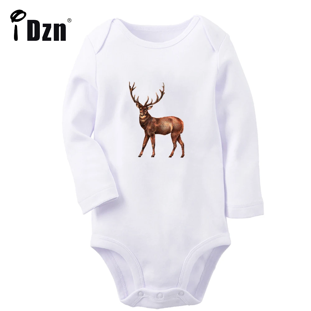 

Baby Boys Fun Animal Rompers Baby Girls Clever Cute Little Moose Bodysuit Infant Long Sleeves Jumpsuit Newborn Soft Clothes