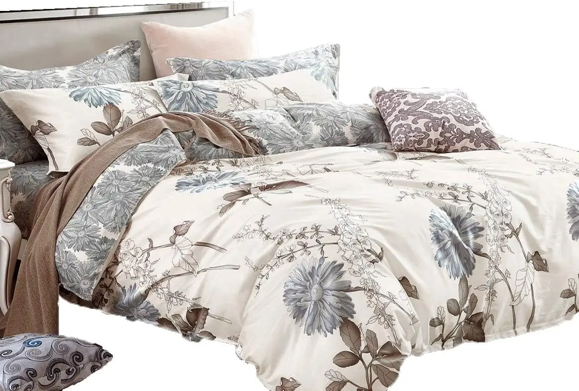 

Reversible Floral Print King Bedding Set: Duvet Cover & 2 Pillow Shams, 100% Cotton