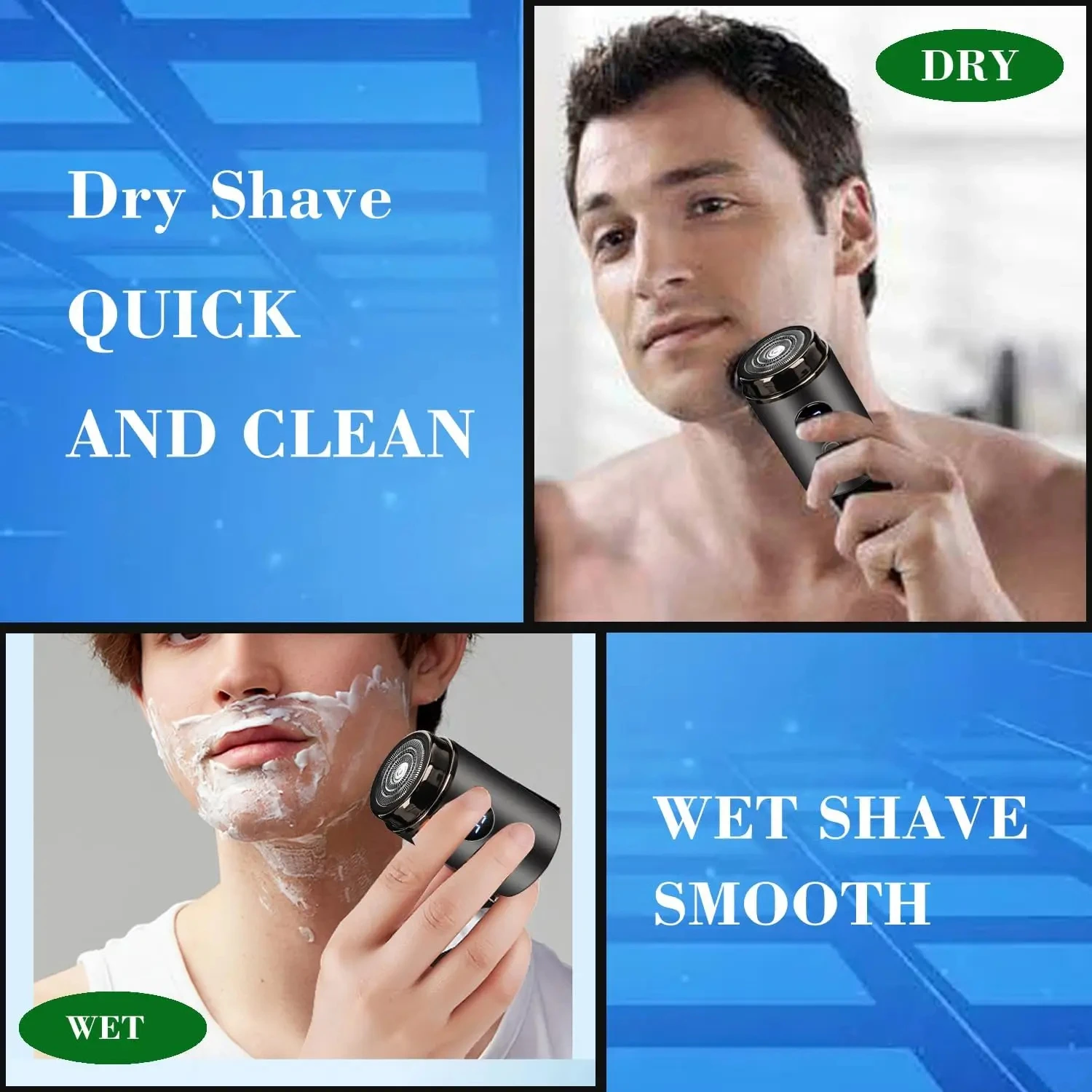 Men's Electric Shaver, Portable Fast Charging Facial Shaver, Dry and Wet Dual-Use Shaver, Car Travel Office Beard Trimmer