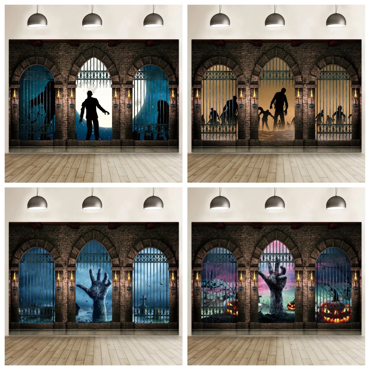 

Halloween Gothic Castle Photography Background Night Full Moon Ghosts Vintage Palace Horror Theme Backdrop Photo Studio Props