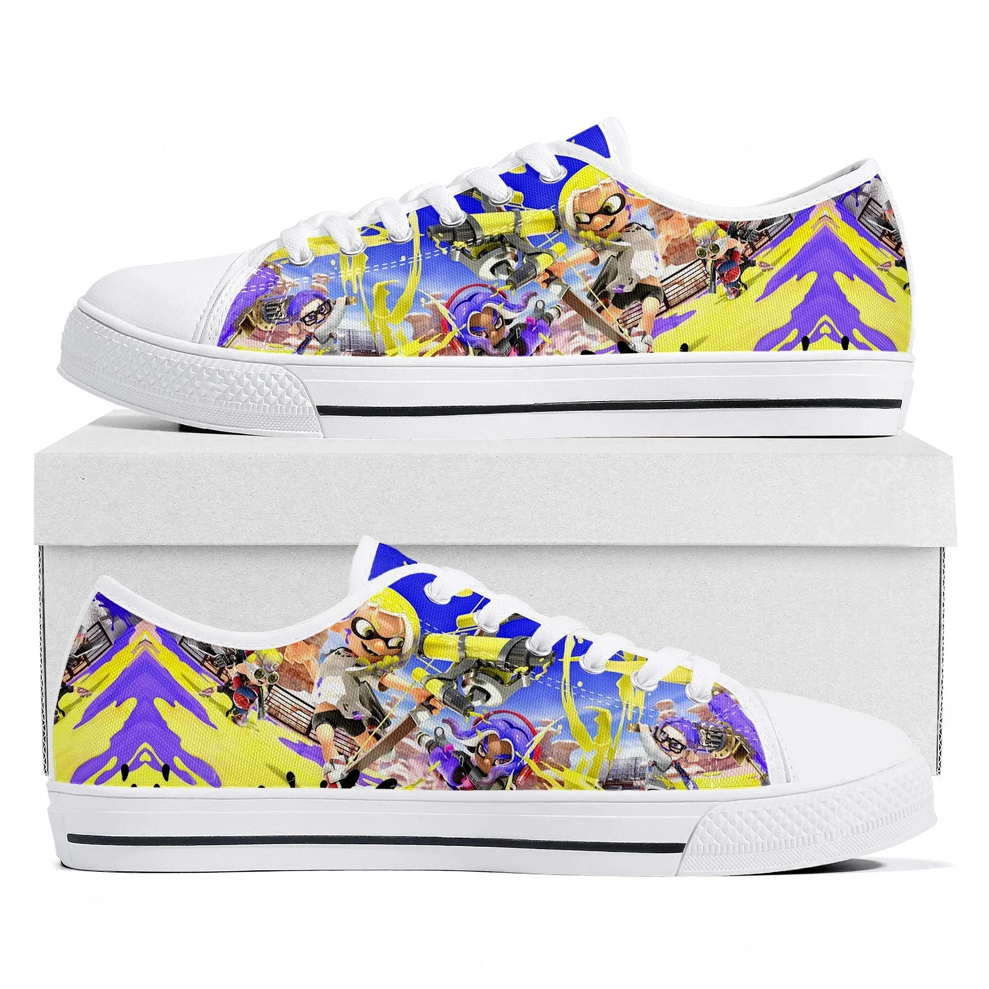 

Кроссовки Splatoons Game Low Top, качественные кеды для мужчин, женщин и подростков, высококачественные повседневные кроссовки из канваса для пар, обувь на заказ