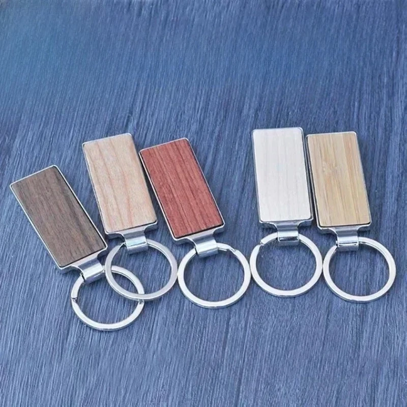 النقش بالليزر شعار مزدوج الجانبين خشبية سلسلة مفاتيح معدنية مخصصة الخيزران ارتفع الجوز الخشب المفاتيح تخصيص غرفة رقم مفتاح سلسلة #2