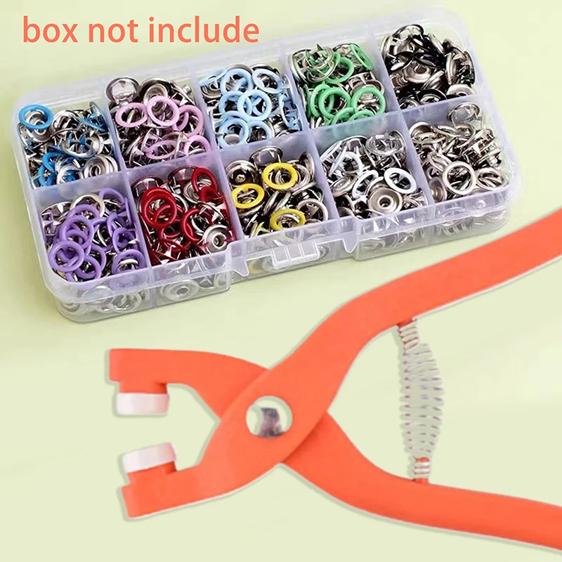 1set Colorful Metal Sewing Buttons Pliers Tool Hollow Solid Pointed Presser Buttons For Installing Bookbags Clothes