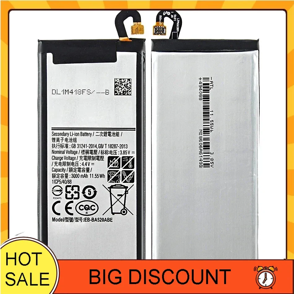 EB-BA520ABE 3000mAh Mobile Phone Batteries For Samsung Galaxy A5 2017 Edition A520 SM-A520F A520K A520L A520S A520W A520F/DS