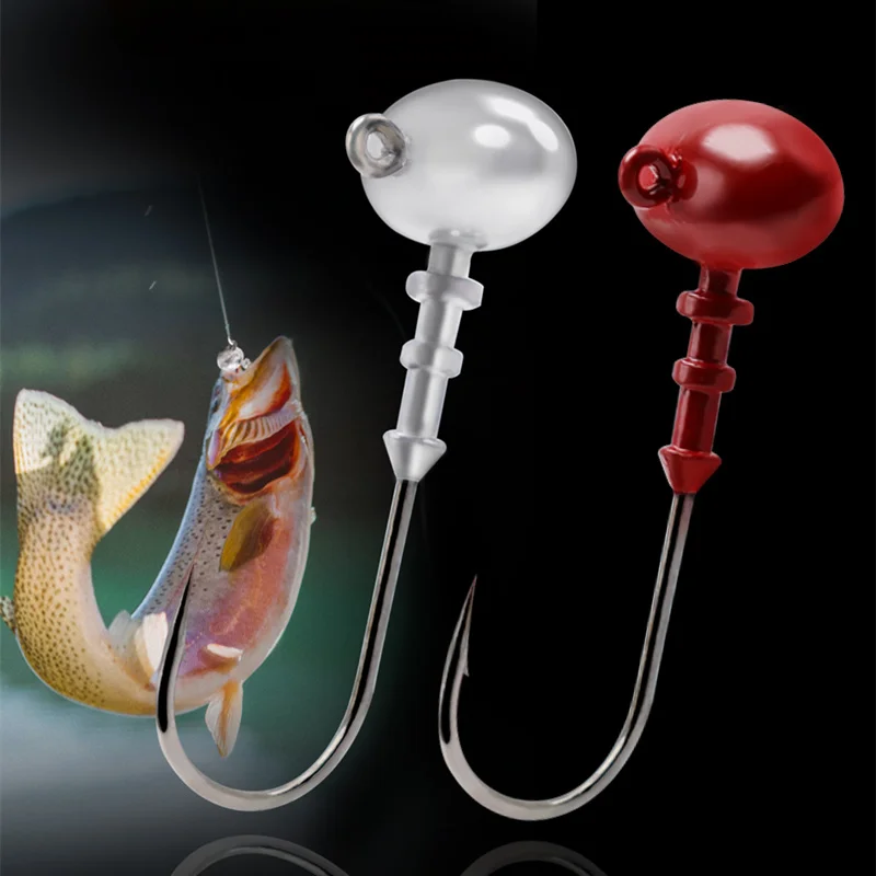 SKY Oval Head JIG Hook 5G 7G 10G 4 Colors For Soft Fishing Lure Jig Barbed Fishhooks Saltwater Or Freshwater Fishing Bass Hook