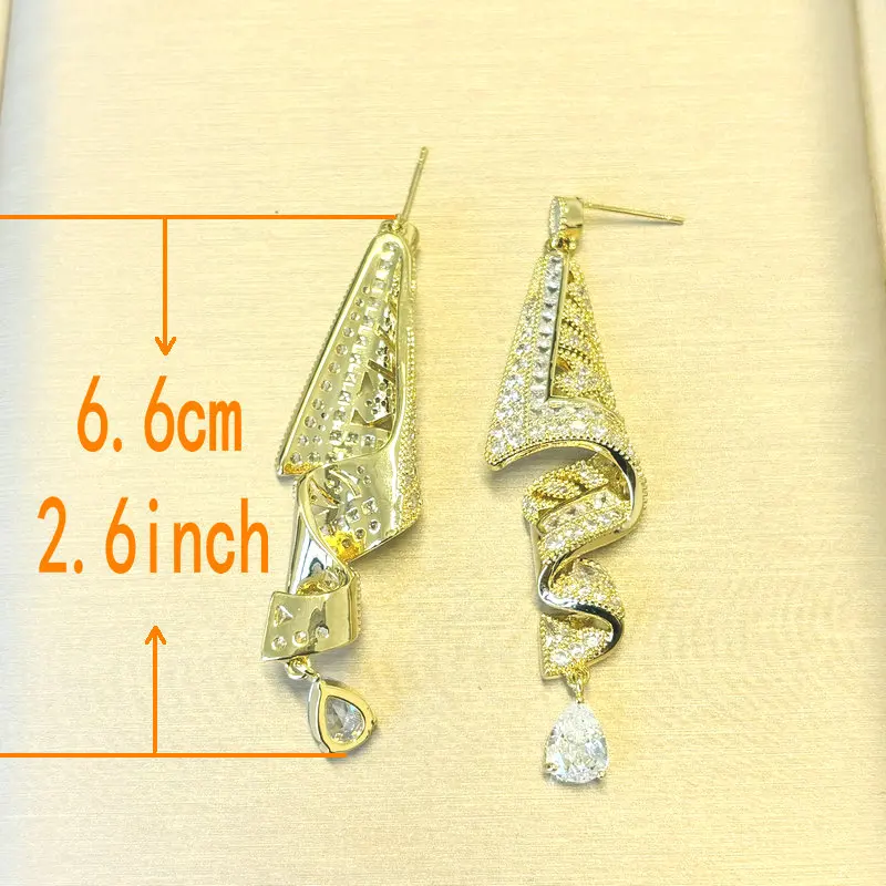 Bilincolor Fashion Green Cubic Zirconia Sprial Earring for Women