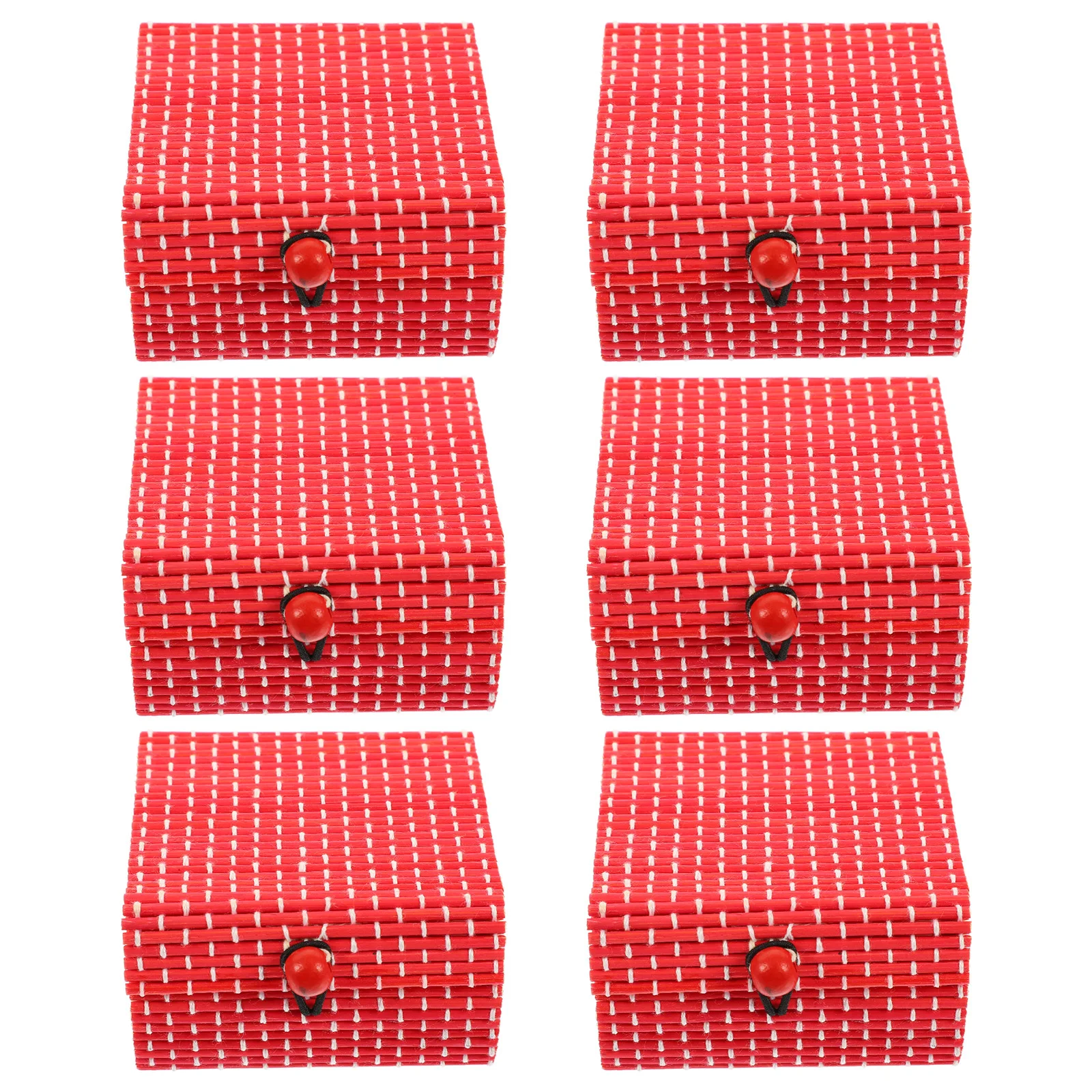 

6pcs Bamboo Curtain Sundries Box Small Jewelry Storage Organizer Vintage Wooden Bead Decorative Treasure Chest For Ring Earring
