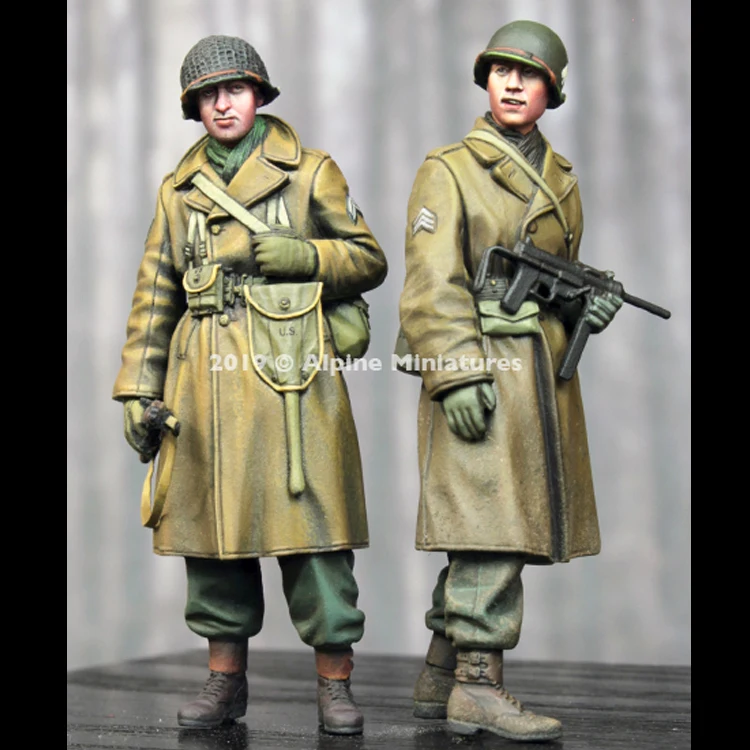 1/35 WW2 US Infantry Winter Set, Resin Model Soldier GK, World War II military theme, Unassembled and unpainted kit