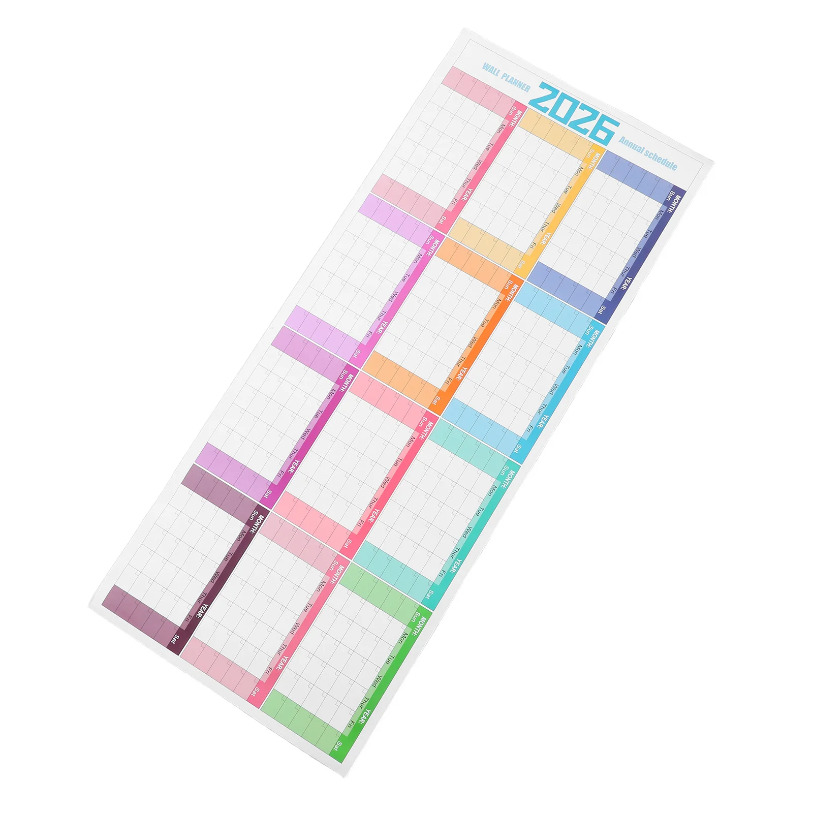 

100x42cm 12-Month Undated Reusable Large Dry Erase Wall Calendar Yearly Planner Clear Layout Easy Clean Home Office