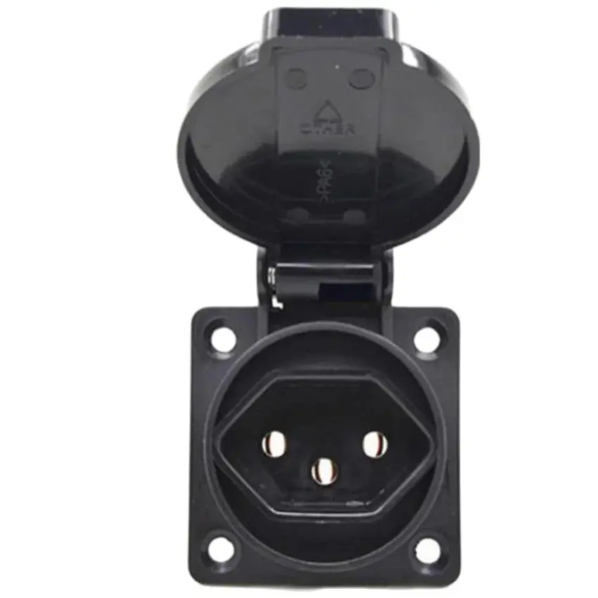 1Pcs Brazil Switzerland Waterproof Industry Socket 10A Flush Mount Electrical Outlet with Cover for Outdoor Garden Camping RV
