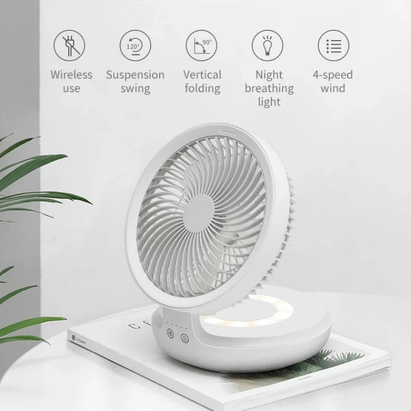 Youpin Edon ventilatore da tavolo portatile pieghevole ventilatori portatili ricaricabili a 4 marce ventola a parete Super silenziosa per la casa