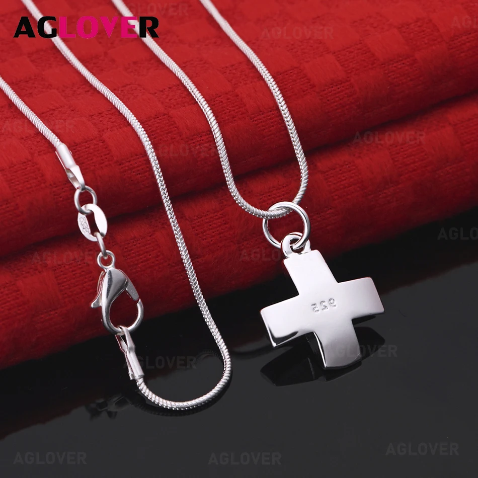 

AGLOVER 925 Sterling Silver Solid Polished Cross Pendant Necklace Women's All-match Commuter Accessory Party Jewelry