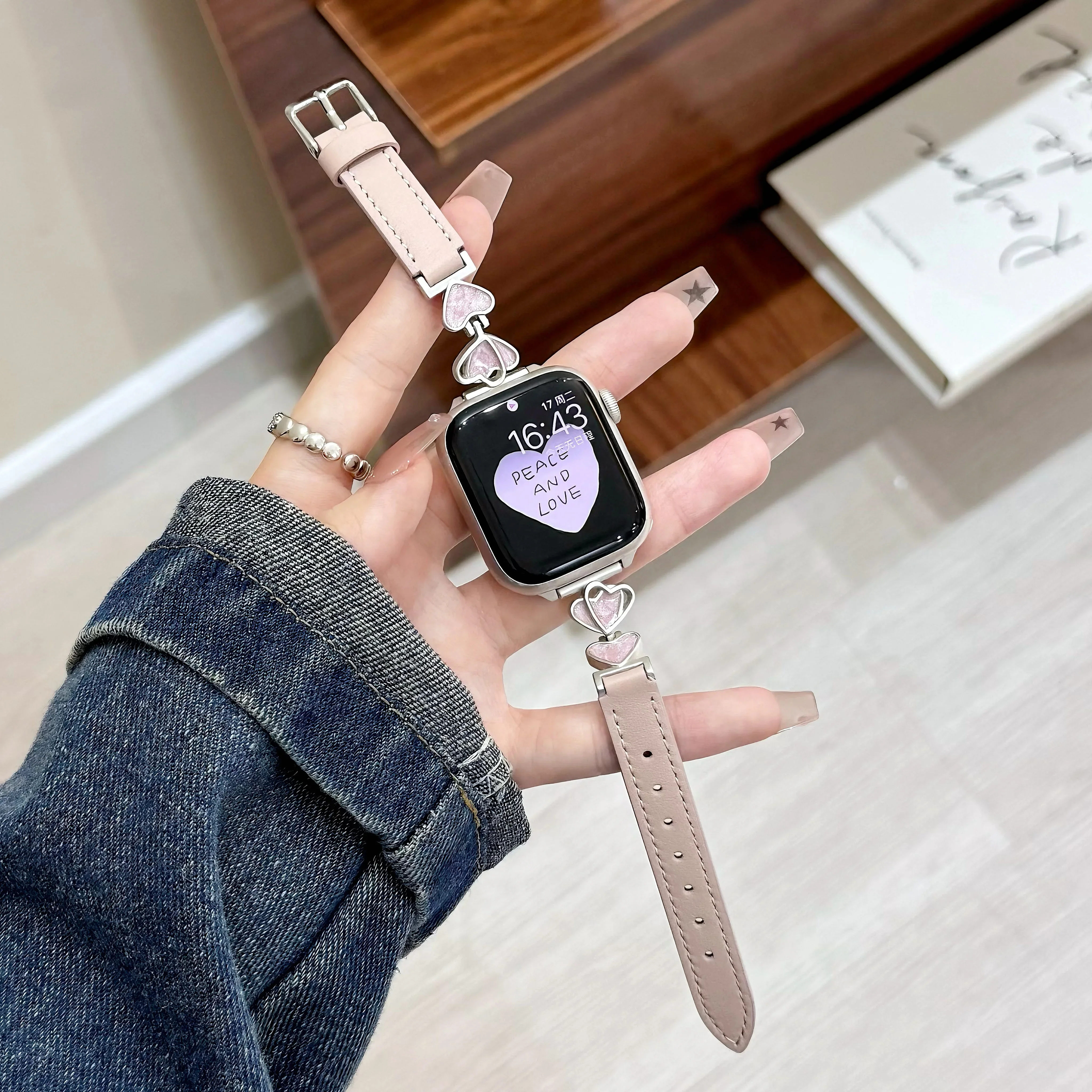 Correa de cuero y Metal para Apple Watch, correa de moda para mujer S10/9/8/7/6/5/4/3 SE 38mm 40mm 41mm 42mm 44mm 45mm 46mm 49mm