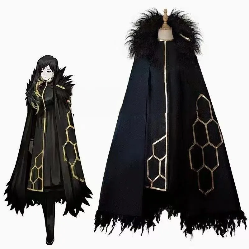 Sephirah Binah Game Library Of Ruina Costume Woman Black Trench Cloak Uniform Prop Binah Wig Suit Halloween Party Play Outfits view 3