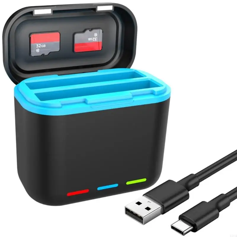 H9EB Travel Battery Charger Supports USB PD3.0/PD2, Double 1800mAh Box Convenient for 360 X3 Cameras Power Charge