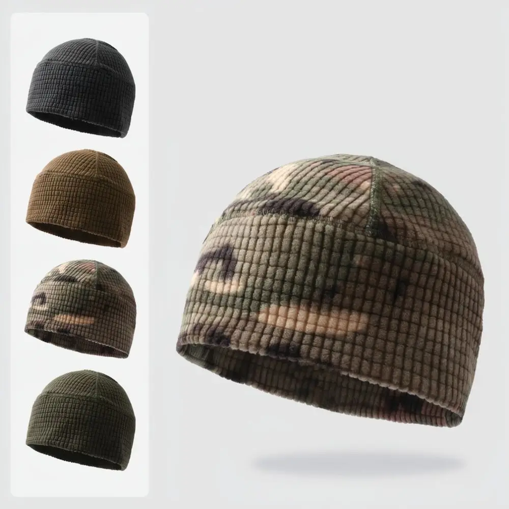 Mens Warm Fleece Lined Knitted Beanie Cap Winter Thick Outdoor Sports Windproof Gear For Cycling Hiking Skiing Tactical