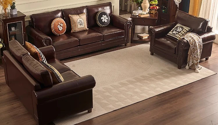 

American sofa combination leather art living room small apartment single three people