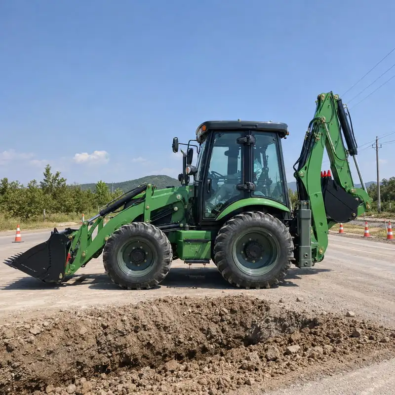 Professional Customized Hydraulic Setup 4WD Backhoe Loader Stable Outriggers Digging Arm Excavator Loader for Gravel Handling