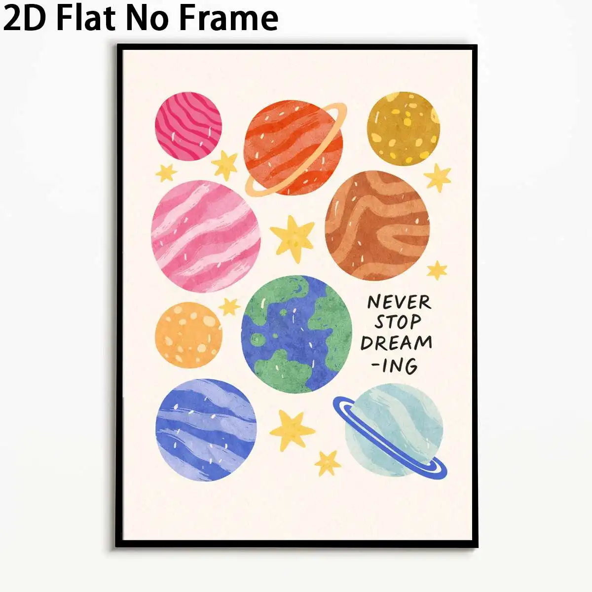 2D Flat, 1pc Modern Vertical Space & Planets - System Chart with Planetary Prints, Unframed Canvas Suitable for Room,, Decor,