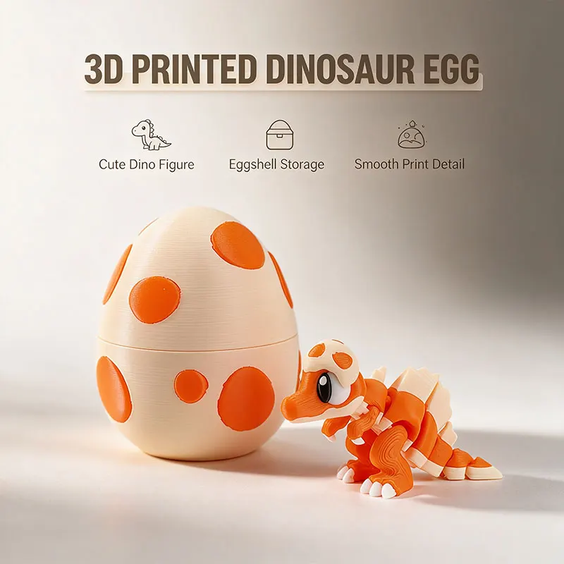 Colorful 3D Printed Dragon Egg with T-Rex Dinosaur Model Easter Desktop Decoration Creative Small Ornament for Home Decor