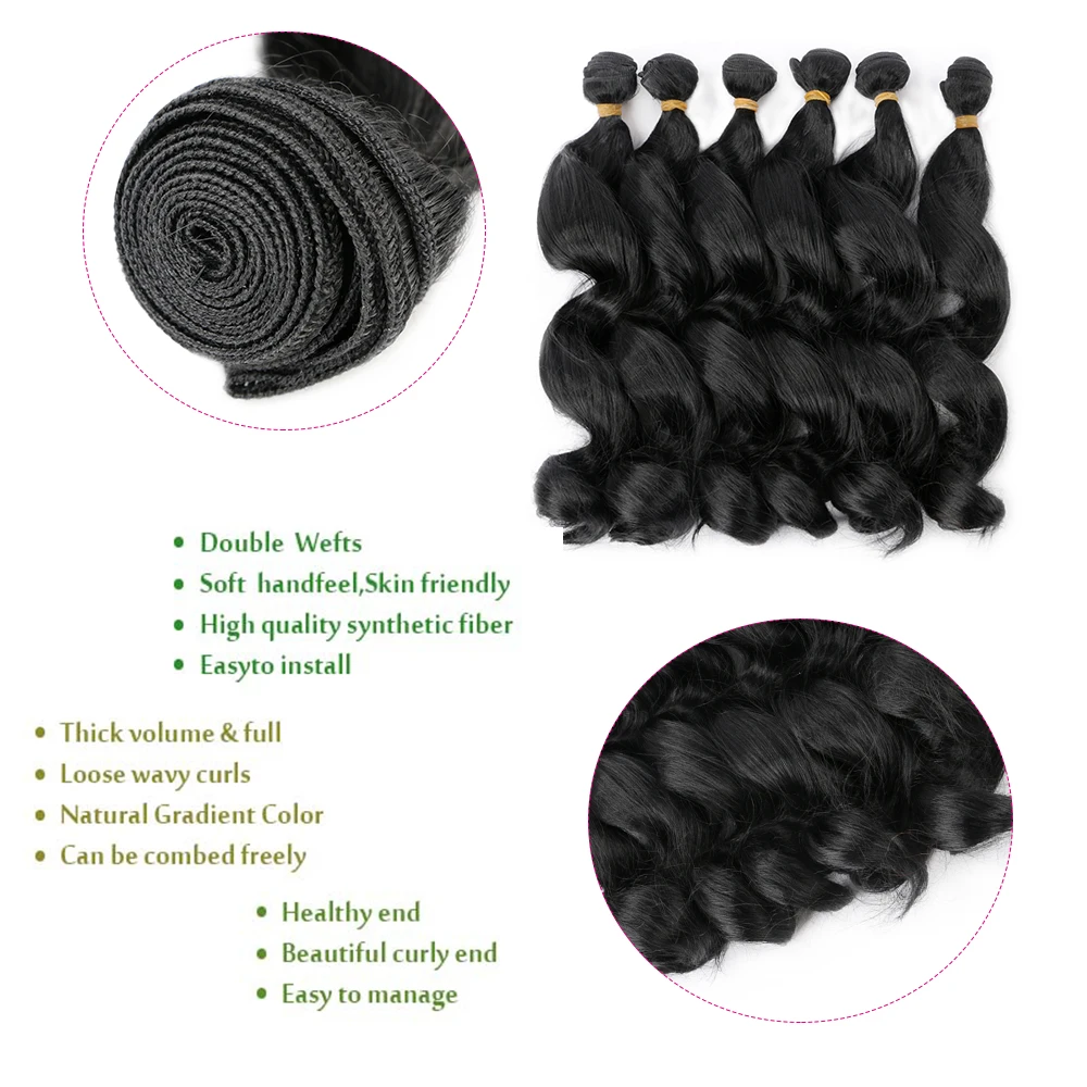 14/18 Inci Ombre Sintetis Yaki Keriting Jalinan Bundel Rambut 6 Ps/Lot Alam Warna Coklat Bergelombang Bundel Rambut Ekstensi