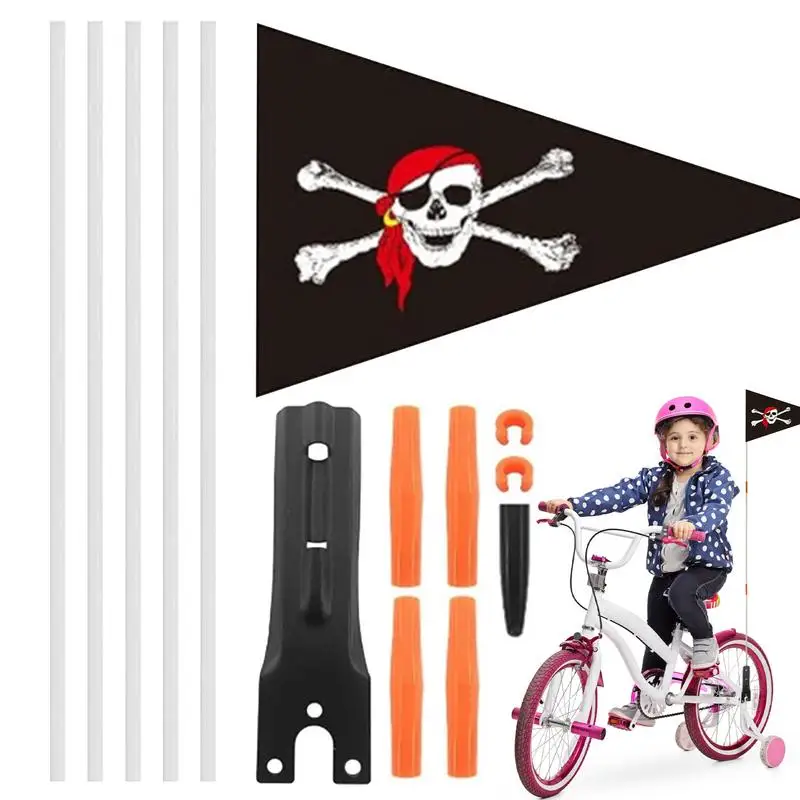 

Bicycle Flags Pole Set High Visibility Safety Flag Fiberglass Pole Adjustable Height Bike Trailer Flag Mounting Bracket for Kids