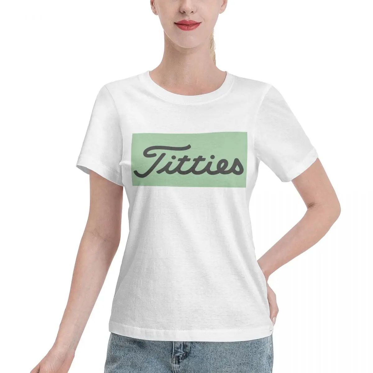

Titties Golf Ball T-Shirt Women Short Sleeve T Shirts Crew Neck Streetwear Cotton Summer Tees Streetwear