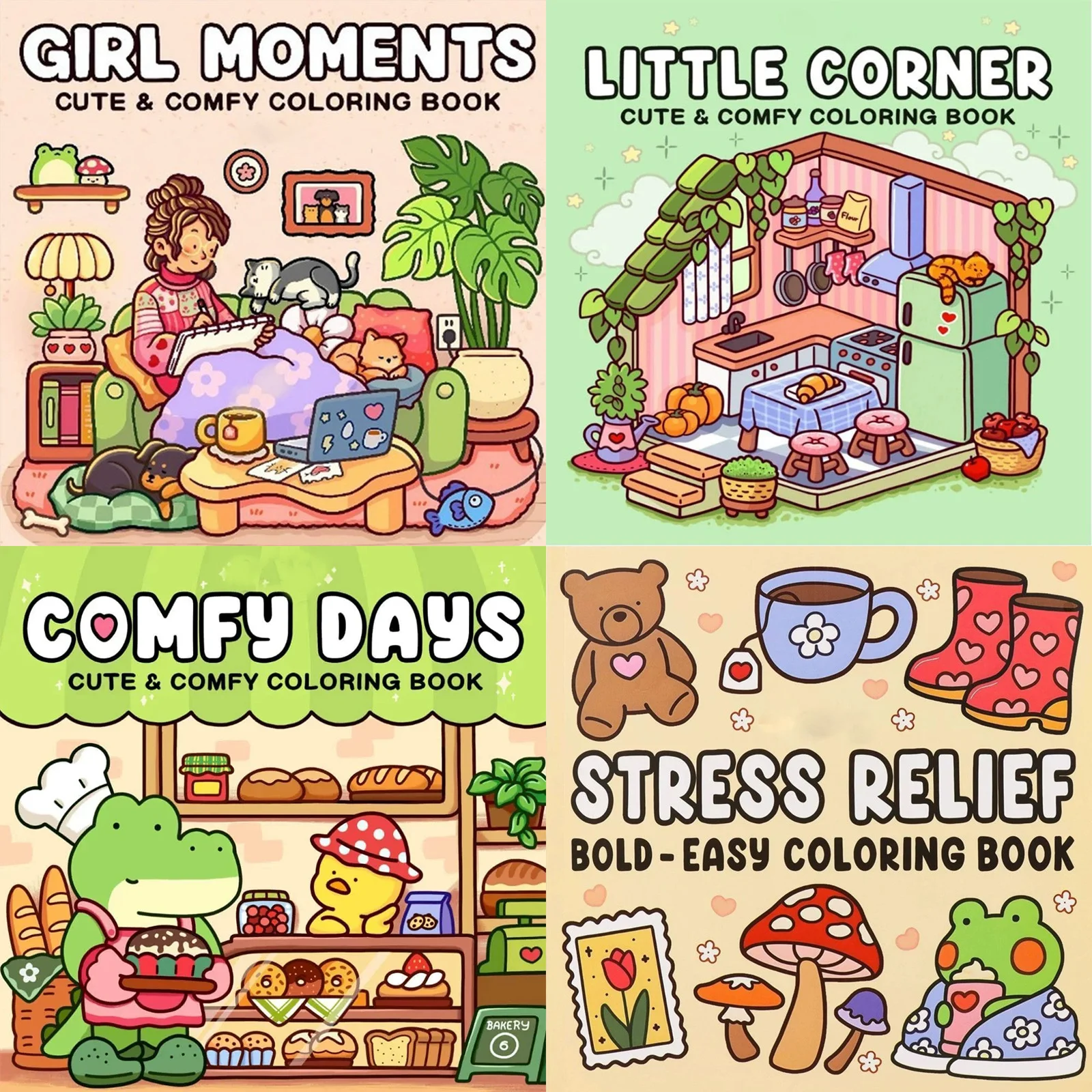 Simpatico libro da colorare comodo (2 pezzi) per il relax degli adolescenti e degli adulti con 24 pennarelli, perfetto regalo di compleanno e Natale di Halloween