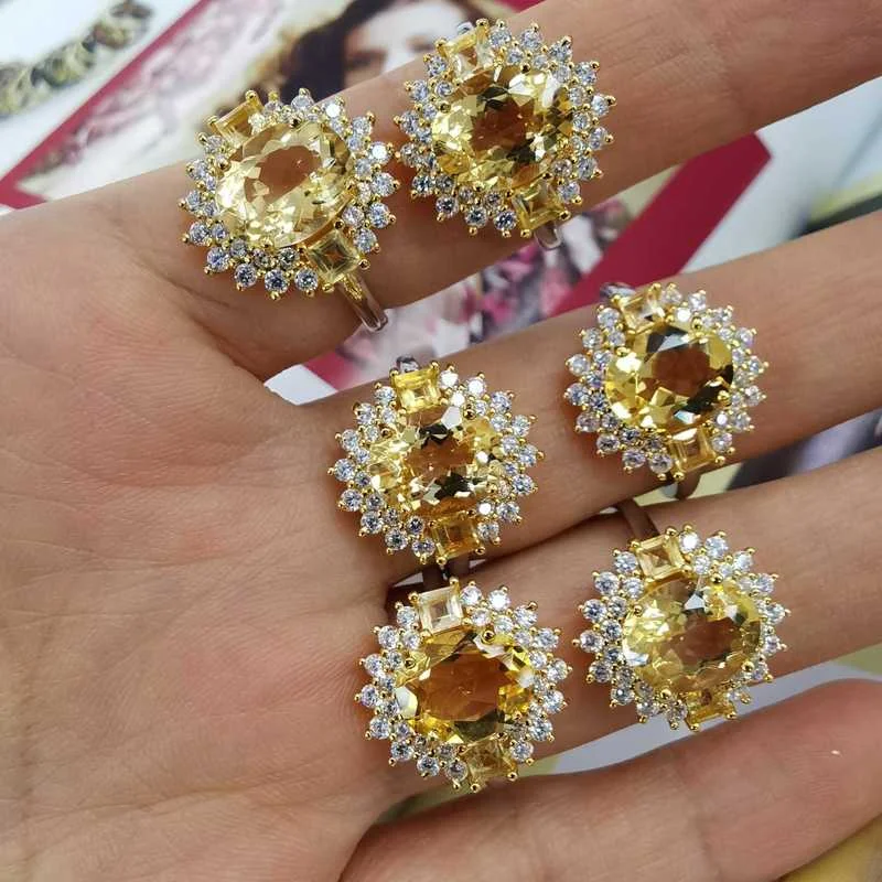 SACE GEMS New Arrival Trend 925 Sterling Silver Yellow Topaz Gemstone Rings for Women Engagement Cocktail Party Fine Jewelry