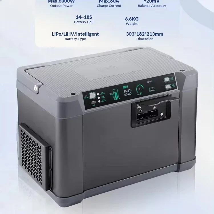 

UD4 Smart Charger 6000W 80A Intelligent Balanced AI Assistant 14S/18S High Efficiency 2-Channel Fast Drones Accessories