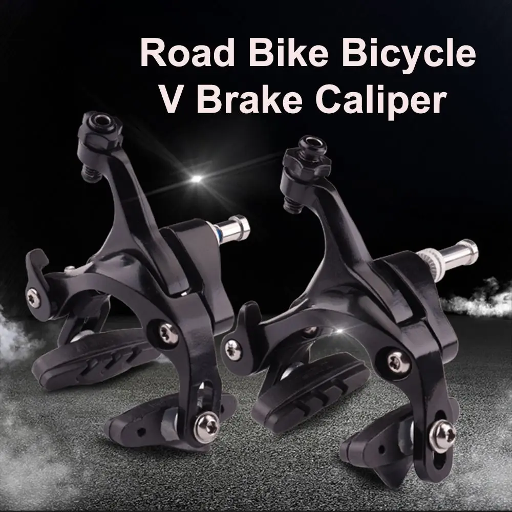 Front and Rear Road Bike Dual Pivot Calipers With Brake Pads Black Bicycle Brake Universal Aluminum Alloy Side Pull Caliper