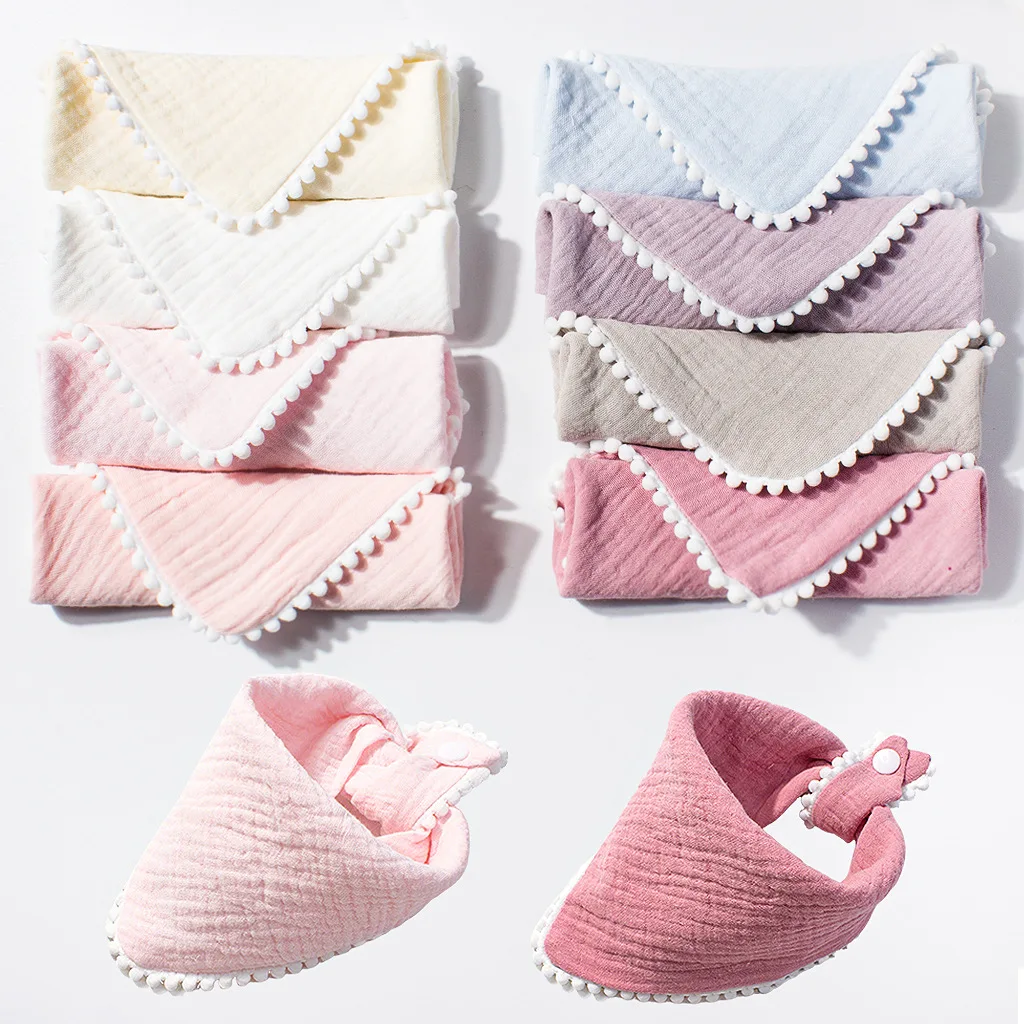 Baby Dreieckslätzchen Mädchen Reine Baumwolle Einfarbig Doppellagige Gaze Jungen- und Mädchenlätzchen Baby-Lätzchen Kinderprodukte