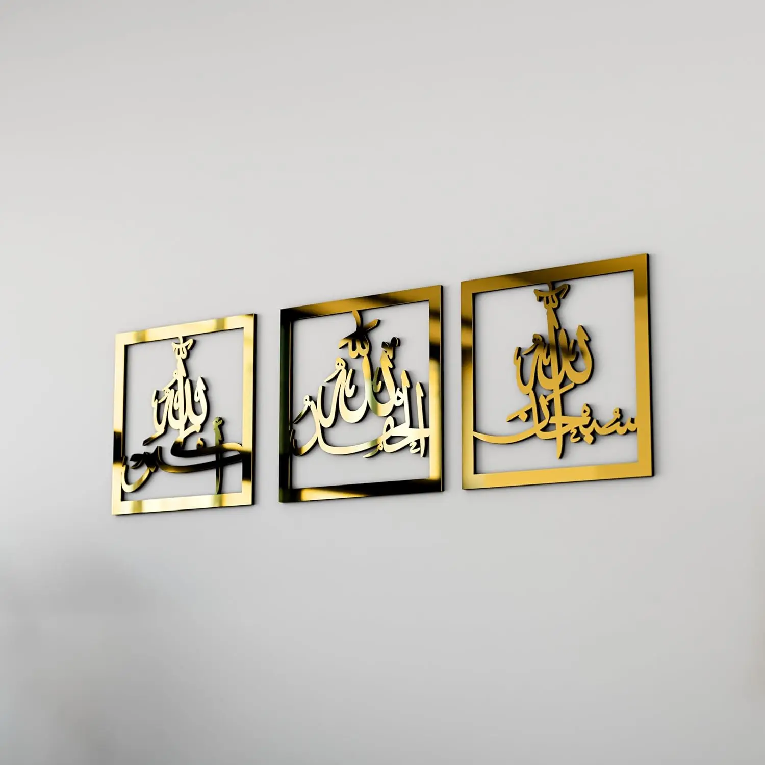 3 Pcs Concept 3D Acrylic Mirror Wall Sticker Decor Mural Decal Art Room Decor Gift for DIY Living Room Home Background Muslims