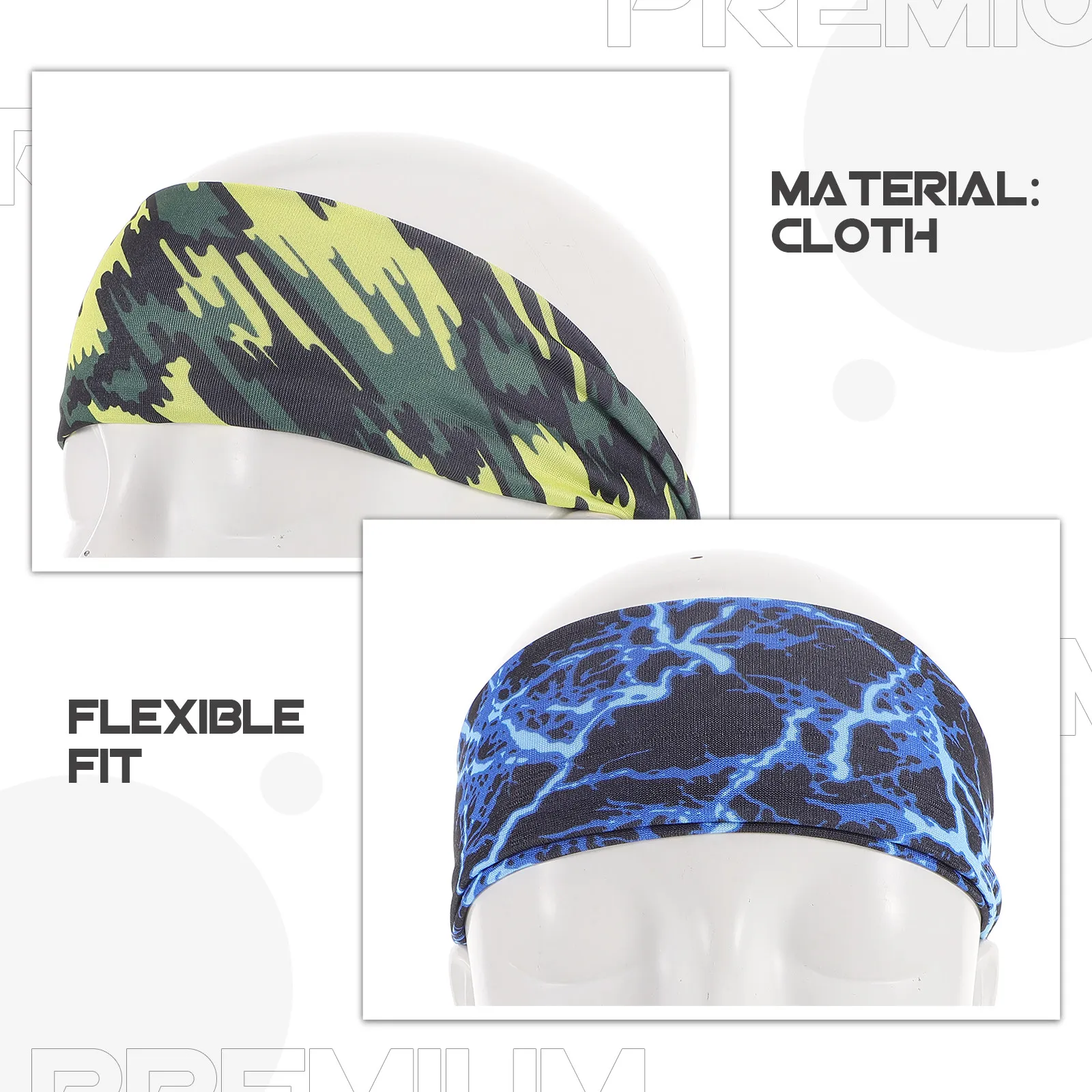 8Pcs Stylish Camo Sweatbands for Elastic Comfortable Sweat Absorbing Headbands for Sports Running Fitness Outdoor