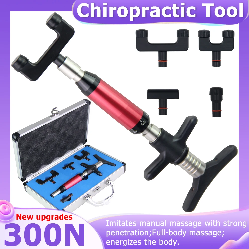 

4 Head Chiropractic Adjusting Gun Therapy Correction Spinal Limb Pain Relief Spine Massage Tools Manual Body Massager 300N New